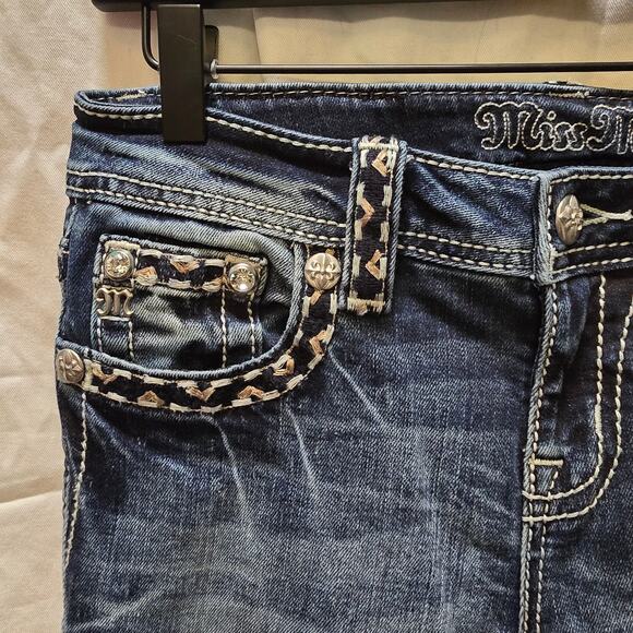 Miss Me Skinny Jeans bling rhinestone decorative stitching flap pockets size 26 - Picture 4 of 11